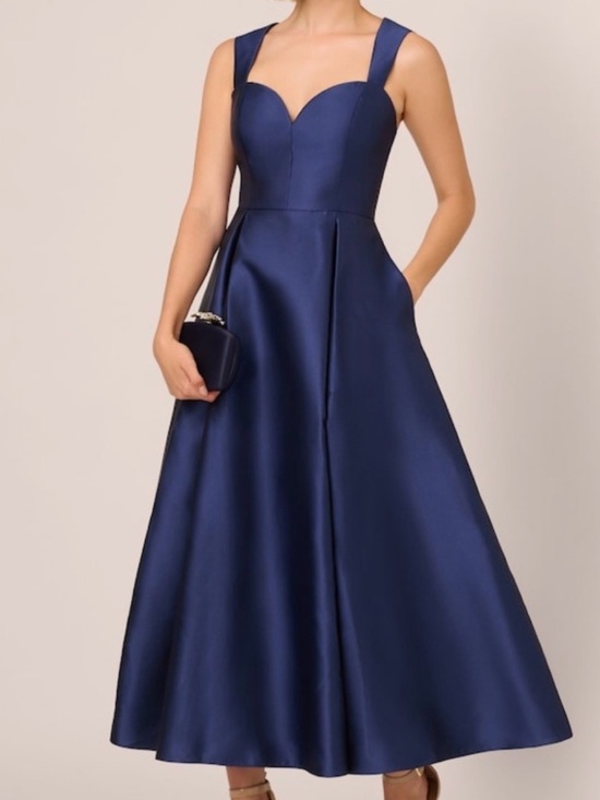 Adrianna Papell Dresses & Skirts - 🆕🫐Adrianna Papell Navy Mikado Sweetheart Dress Size14 Formal Midi Fit&Flare Prom